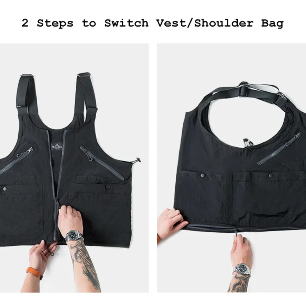 Black Men's Oversized Tote Bag - Minimal Everyday Carry